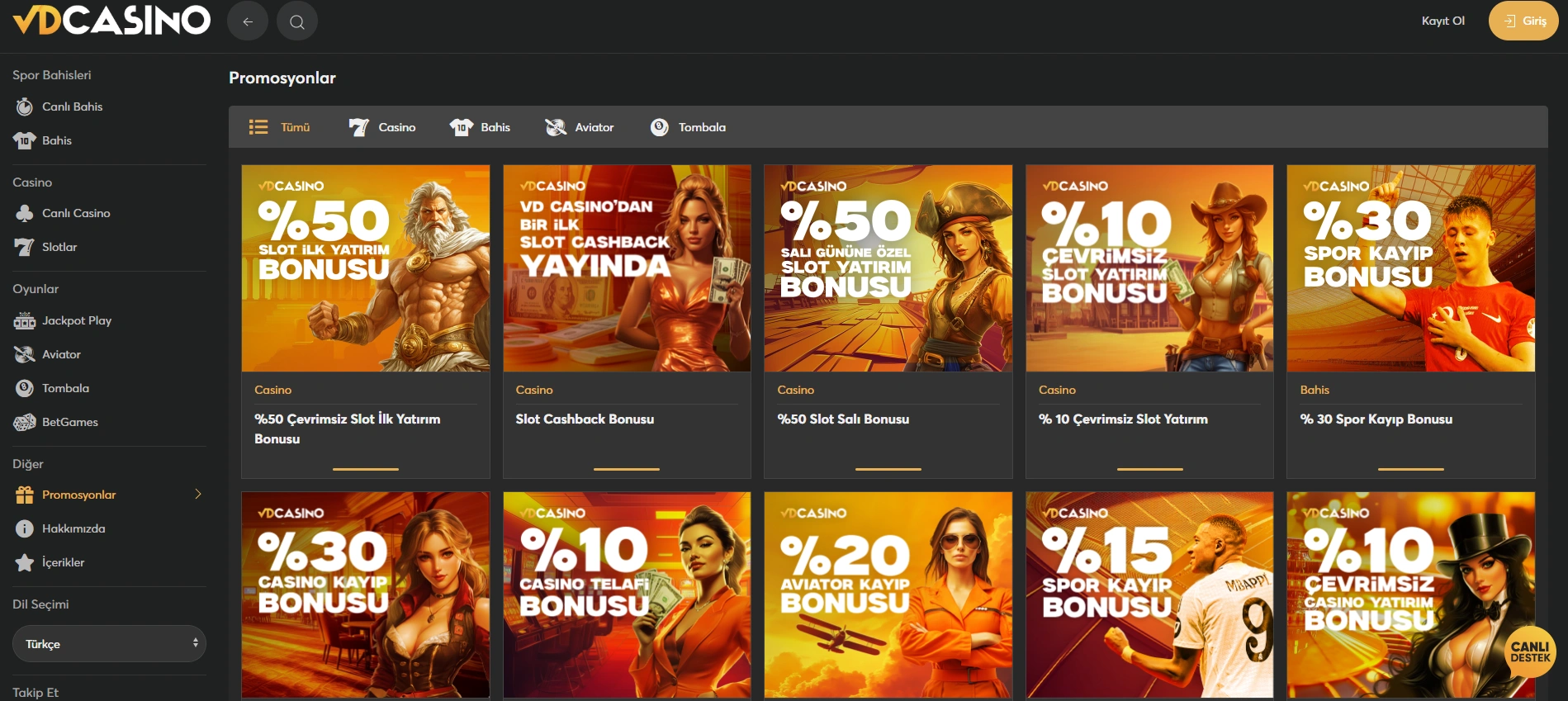 Casino sitelerinde bonuslar ve promosyonlar